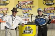 Team owner Jack Roush (Left) and Mark Martin (6) after the 2005 Banquet 400. Source: Getty